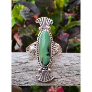 Vintage Daniel Benally Navajo Handmade Kingman Turquoise Sterling Silver Ring, 8